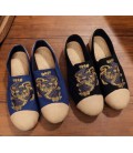 spring color flat linen folk style round cotton shoes embroidered shoes women's shoes