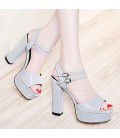 Women's Shoes Glitter Spring Summer Gladiator Sandals Chunky Heel