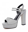 Women's Shoes Glitter Spring Summer Gladiator Sandals Chunky Heel