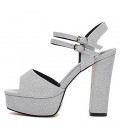 Women's Shoes Glitter Spring Summer Gladiator Sandals Chunky Heel