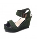 Women's Shoes PU Summer Sandals Wedge Heel Buckle for Casual White Black