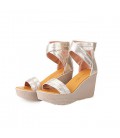 Women's Shoes Leather Summer Gladiator Sandals Platform Creepers Wedge Heel