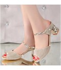 Women's Shoes Glitter / Nubuck leather Spring / Fall Basic Pump Sandals Block Heel for Gold / Silver