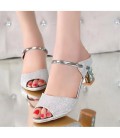 Women's Shoes Glitter / Nubuck leather Spring / Fall Basic Pump Sandals Block Heel for Gold / Silver