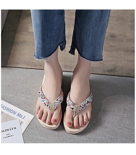 Women's Shoes Fabric Summer T-Strap / Comfort Slippers