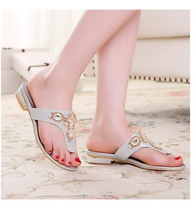 Women's Shoes Customized Materials Summer / Fall Low Heel Sparkling Glitter Silver / Golden 