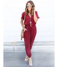 Women's Jumpsuit - Solid Colored, Lace up