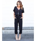 Women's Jumpsuit - Solid Colored, Lace up