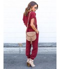 Women's Jumpsuit - Solid Colored, Lace up