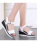 Women's Shoes Cowhide Summer Comfort Sandals Wedge Heel 