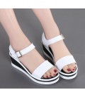 Women's Shoes Cowhide Summer Comfort Sandals Wedge Heel 