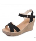 Women's Shoes Rubber Spring Comfort Sandals Wedge Heel Black