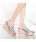Women's Shoes Rubber Spring Comfort Sandals Wedge Heel Black