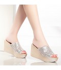 Women's Shoes Rubber Spring Comfort Sandals Wedge Heel Black