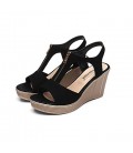 Women's Shoes Leather Summer Comfort Sandals Wedge Heel Peep Toe 