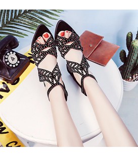 Women's Shoes Suede Summer Comfort Sandals Walking Shoes Chunky 