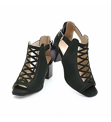 Women's Shoes Nubuck leather Summer Comfort Sandals Chunky Heel Peep 