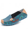 Cow Muscle Ballet Summer Flower Print Women Genuine Leather Shoes 