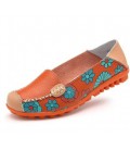 Cow Muscle Ballet Summer Flower Print Women Genuine Leather Shoes 