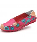 Cow Muscle Ballet Summer Flower Print Women Genuine Leather Shoes 