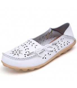 Ballet Summer Cut Out Women Genuine Leather Shoes