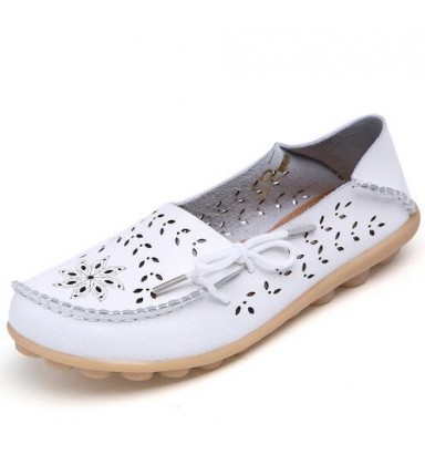 Ballet Summer Cut Out Women Genuine Leather Shoes